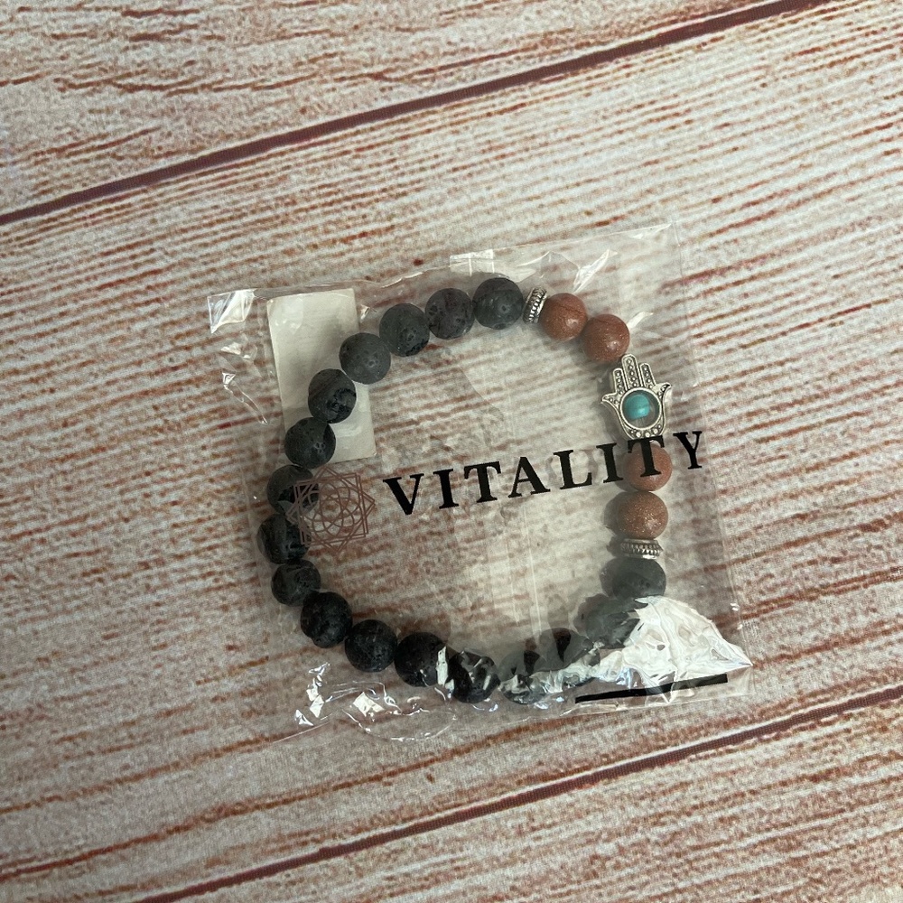 Hamsa Lava Rock Diffuser Bracelet.